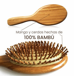 Cepillo de Madera de Bambú Natural para Cabello