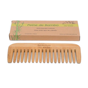 Peine de Bambú Natural Diente Grueso