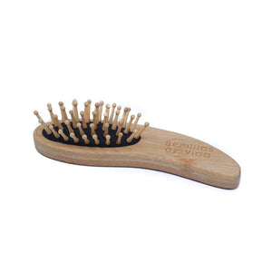 Cepillo Mini Bambú Natural Para Cabello Bolsillo Ecológico